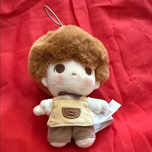 Adorable Plush Doll Keychain with Brown Hair